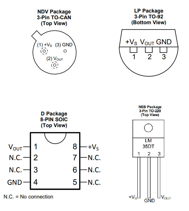 LM35 Temperature Sensor Pinout Details